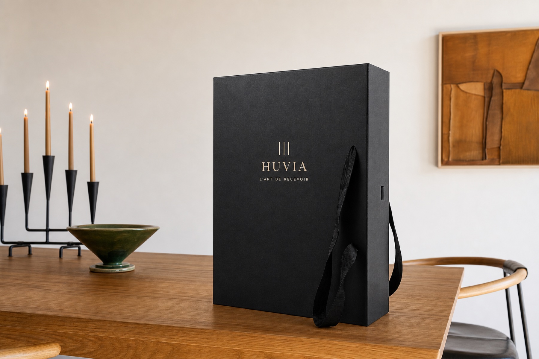 Closed foldable three-bottle wine presentation box